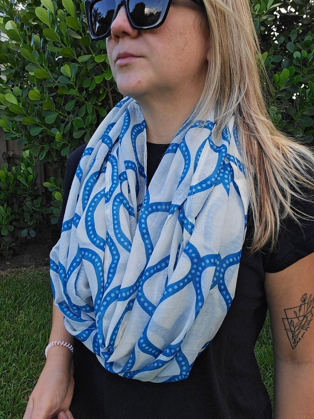 Full Circle Exchange Blue White Infinity Scarf Fair Trade NWOT